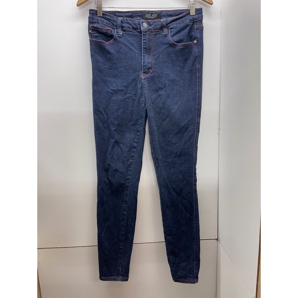 Judy Blue Dark Wash Heart Pocket Skinny Jeans Red Stitching Womens 9/29